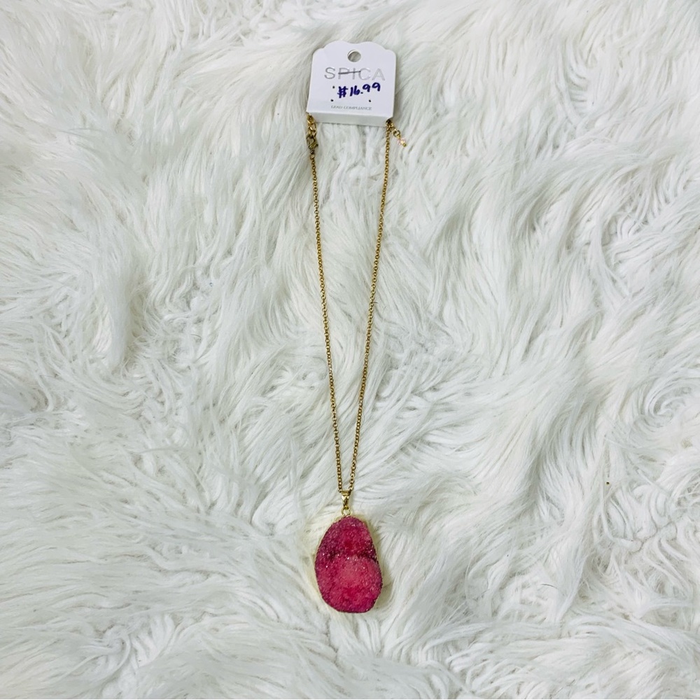 Spica Pink Druzy Pendant Necklace